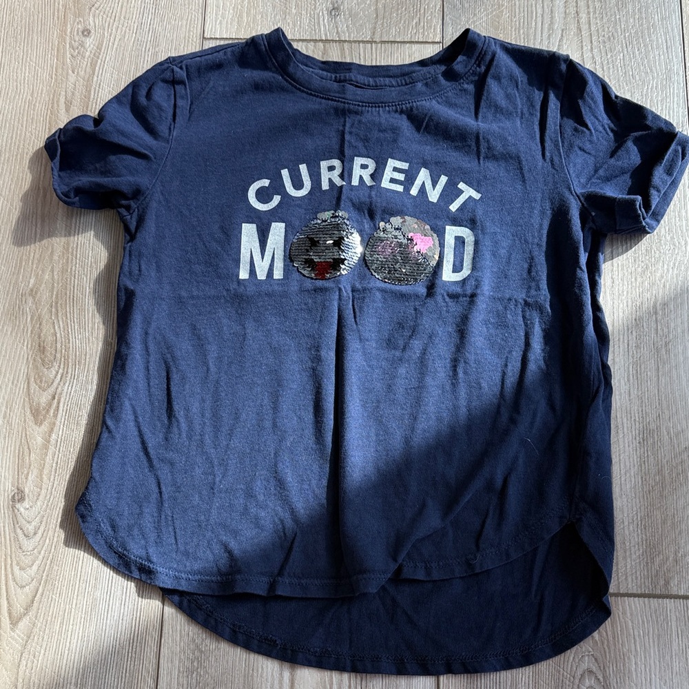 GAP Navy Blue Kids Tee with Sequin Letters